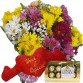 BPC09-Buquê com Flores Campestres+Chocolate 8un+Coração "Você é Especial"