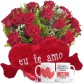 BPCN13-Buque com 12 rosas vermelhas+Coração Grande "Eu Te Amo" 48x52+1Caneca Exclusiva Melhor Mãe
