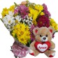 BP51-Buque com Flores Campestre+Urso Coração Amor 23cm