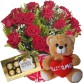 BPC10-Buquê com 12 Rosas Vermelhas+Urso 25cm "Eu te Amo"+Chocolate 8un