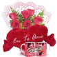 MB18-Mini Buquê 6 Rosas Vermelhas+Coração Grande "Eu Te Amo" 48x52+1Caneca de Polímero Sensação 325ml