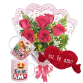 MB16-Mini Buquê com Rosas Vermelhas+Caneca Polímero 325ml+Coração Pequeno 34x20